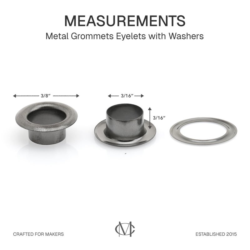 CRAFTMEMORE 3/16" (5MM) Hole Size 100 Sets Gunmetal Black Metal Grommets Eyelets with Washers for Bead Cores, Clothes, Leather, Canvas (Gunmetal) - Image 4